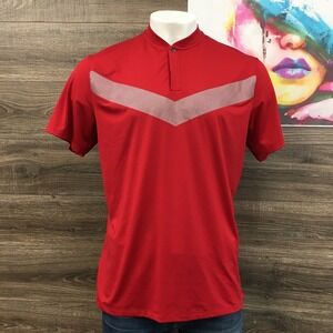 Nike Tiger Woods Dri Fit Golf Polo Shirt Red Short Sleeve Men's Large‎